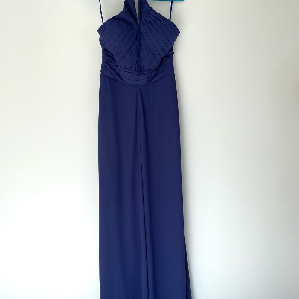 MORILEE Madeline Gardner Halter Chiffon Bridesmaid Jumpsuit in Sapphire 21626 - Picture 3 of 14